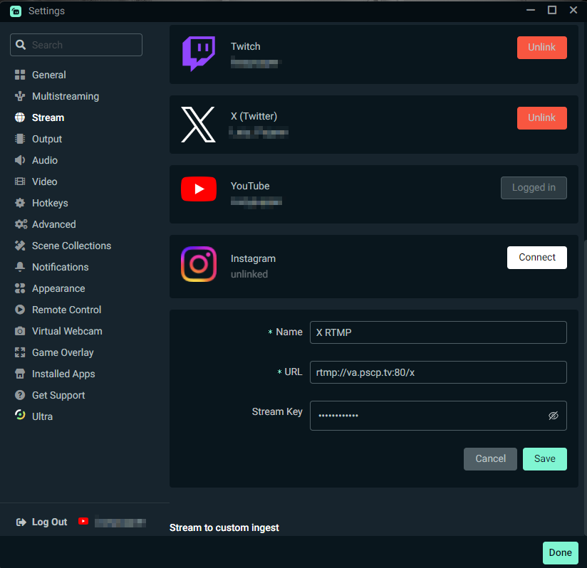 streamlabs desktop c rtmp multistream